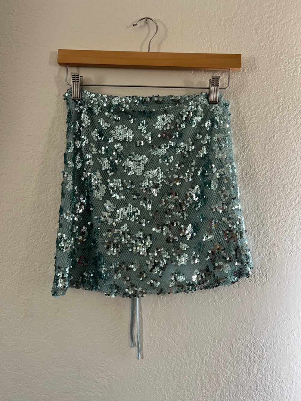 Meshki Seafoam Sequin Mini Skirt